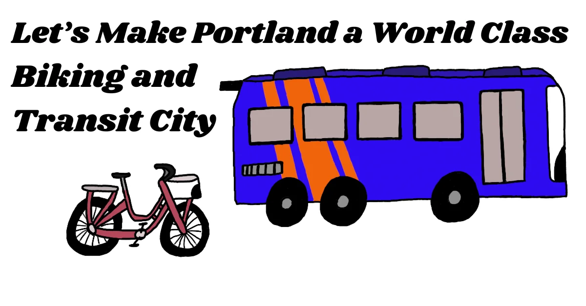 Illustration representing transportation and public transit in Portland